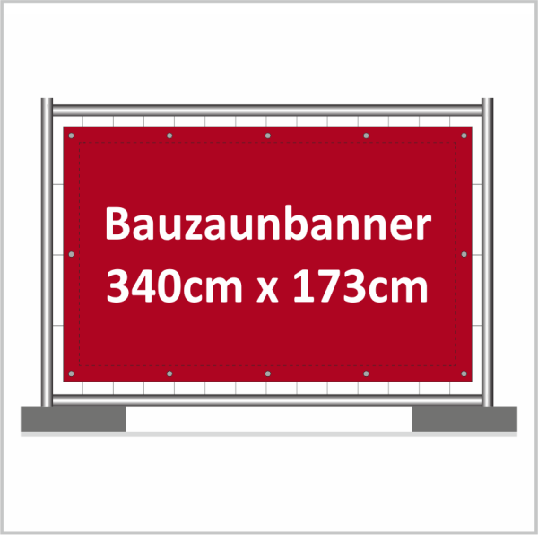 Banner zum Anbringen an Bauzäunen aus PVC Mesh mit Digitaldruck, Randverstärkung und umlaufenden Ösen konfektioniert